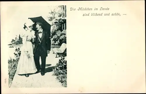 Studentika Ak Die Mädchen im Lande sind blühend und schön, Liebespaar