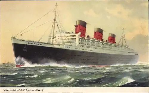 Künstler Ak Dampfer Queen Mary, Cunard Line