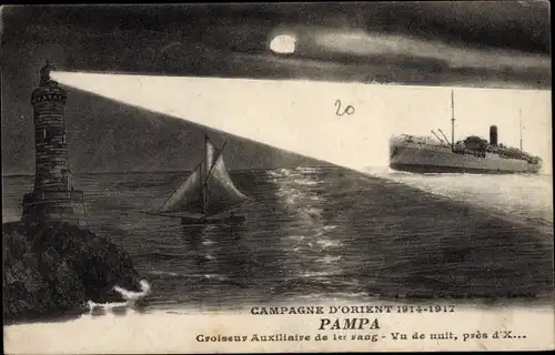 Ak Französisches Kriegsschiff, Pampa, Croiseur Auxiliare de 1er rang