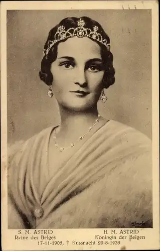 Ak Königin Astrid von Schweden, Königin von Belgien, Portrait