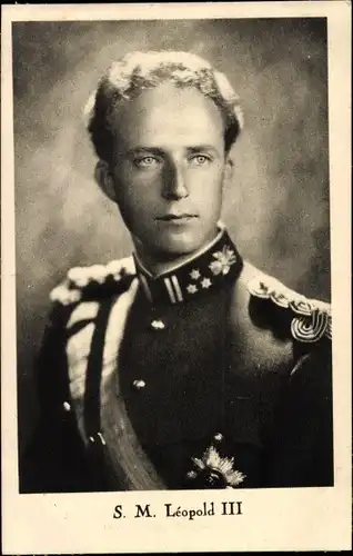 Ak König Leopold III. von Belgien, Portrait, Uniform, Schärpe