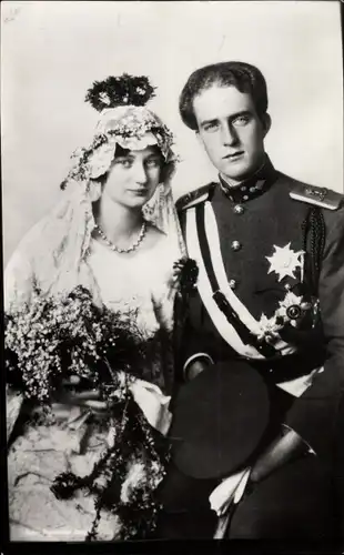 Ak König Leopold III. von Belgien und Königin Astrid, Hochzeit, Portrait