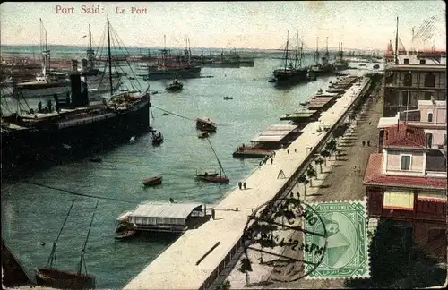 Ak Port Said Ägypten, Le Port, Schiffe