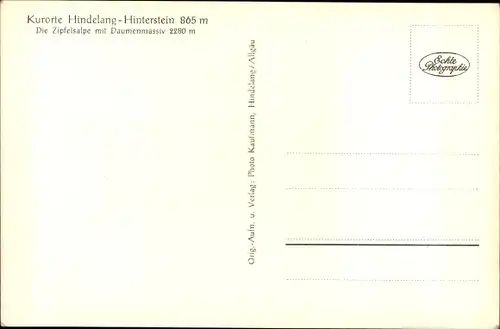 Ak Hinterstein Bad Hindelang im Oberallgäu, Zipfelsalpe mit Daumenmassiv