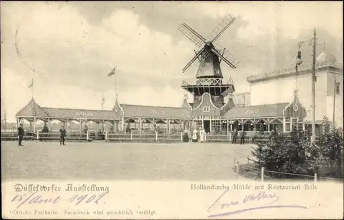 Ak Düsseldorf, Ausstellung 1902, Holländische Mühle, Restaurant Bols