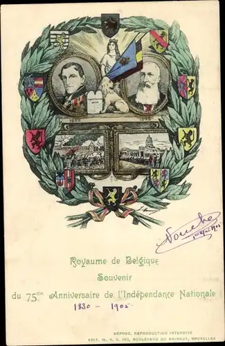 Ak Royaume de Belgique, 75me Anniversaire de l'Independance Nationale