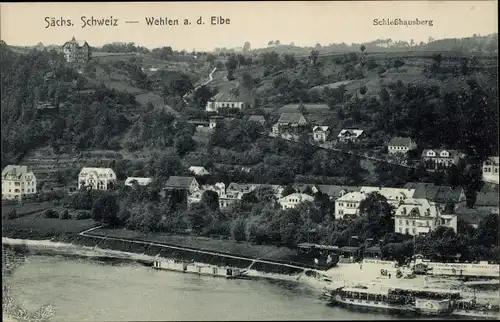 Ak Wehlen an der Elbe Sächsische Schweiz, Schießhausberg, Panorama
