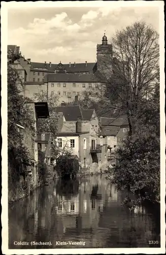 Ak Colditz in Sachsen, Klein Venedig, Schloss, Kanalufer, Häuserfassaden