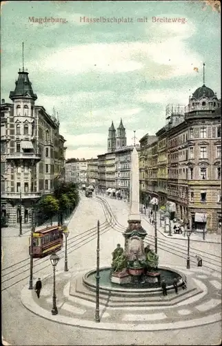 Ak Magdeburg an der Elbe, Hasselbachplatz mit Breiteweg