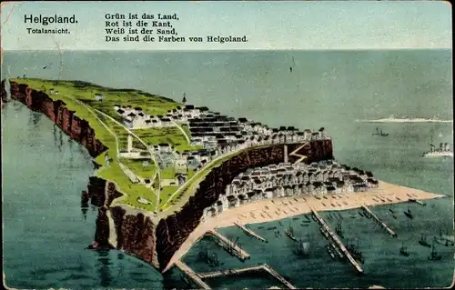 Ak Nordseeinsel Helgoland, Totalansicht, Gedicht