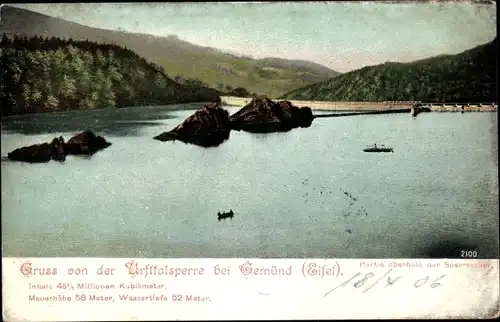 Ak Gemünd an der Urft Schleiden in der Eifel, Urfttalsperre