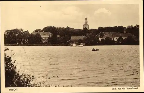 Ak Mirow in Mecklenburg, Schlossinsel, Ruderboot