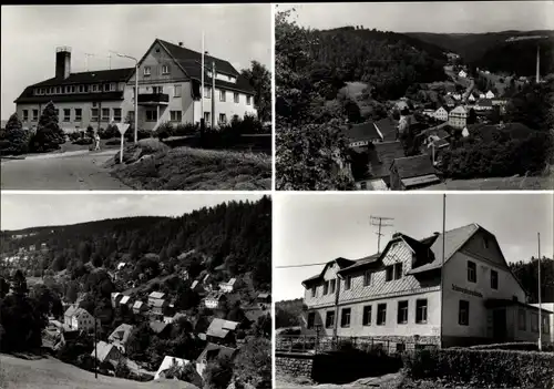 Ak Pobershau Marienberg im Erzgebirge, FH Haus Katzenstein, Ortsansicht, BFH Schwarzbeerschänke