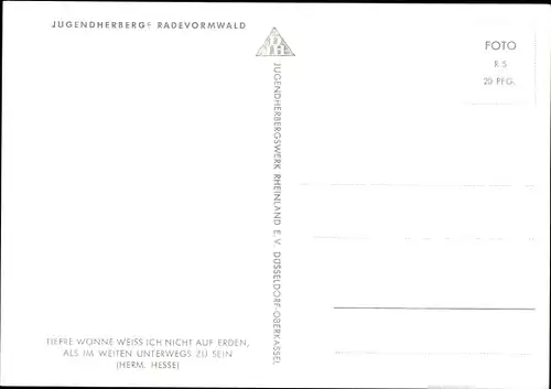 Ak Radevormwald Bergisches Land, Jugendherberge, Außenansicht