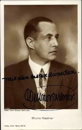 Ak Schauspieler Bruno Kastner, Portrait, Autogramm