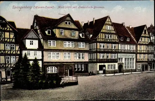 Ak Spangenberg in Hessen, Marktplatz, Liebenbachbrunnen