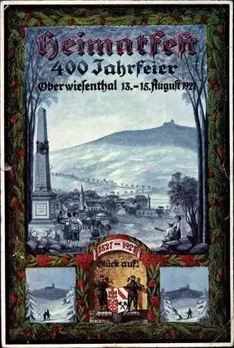 Künstler Ak Oberwiesenthal im Erzgebirge, Heimatfest, 400 Jahrfeier 1927