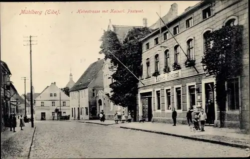 Ak Mühlberg an der Elbe, Hohestraße, Kaiserliches Postamt