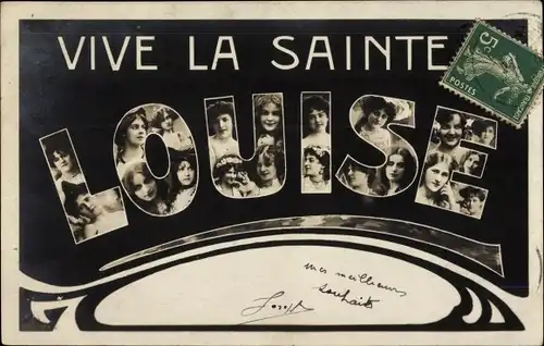 Buchstaben Ak Vive la Sainte Louise, Frauenportraits