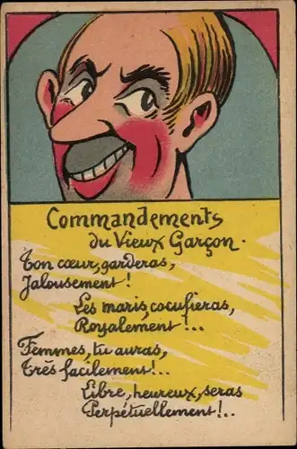 Ak Commandements du Vieux Garcon, ton coeur, garderas, jalousement