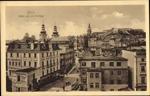 Ak Kłodzko Glatz Schlesien, Panorama mit Festung