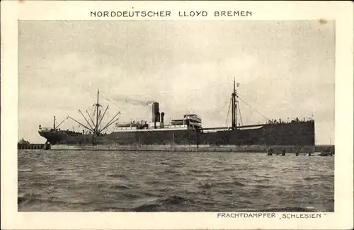 Ak Dampfer Schlesien, Norddeutscher Lloyd Bremen, Frachtdampfer