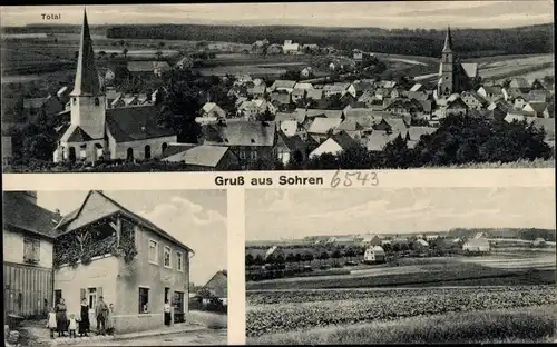 Ak Sohren im Hunsrück, Totalansicht, Felder