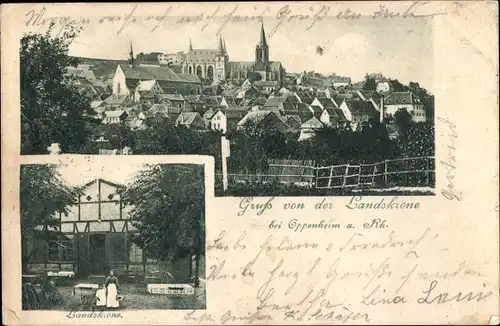 Ak Oppenheim am Oberrhein, Landskrone, Totalansicht