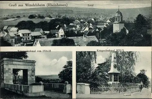 Ak Wendelsheim in Rheinhessen, Kriegerdenkmal, Totalansicht