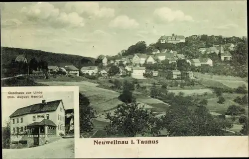 Ak Neuweilnau Weilrod im Taunus, Totalansicht, Gasthaus zur Linde