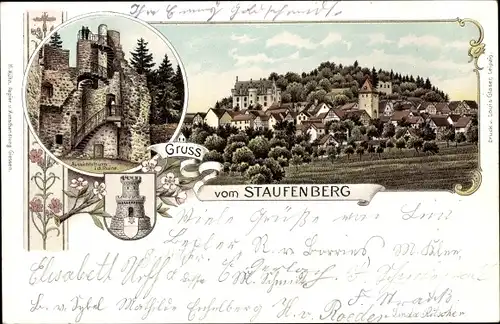Litho Staufenberg in Hessen, Ruine Staufenberg, Aussichtsturm