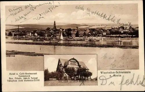 Ak Schierstein Wiesbaden in Hessen, Totalansicht, Hotel und Cafe-Restaurant Sonneneck