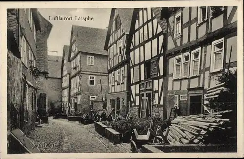 Ak Bad Laasphe in Westfalen, Straßenpartie, Fachwerkhäuser