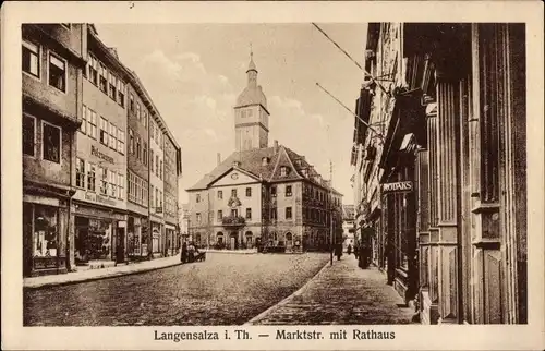 Ak Bad Langensalza in Thüringen, Marktstraße mit Rathaus