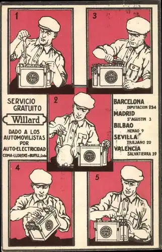 Ak Servicio Gratuito, Willard, Auto Electricidad Coma, Llorens y Bufill Ltd., Reklame