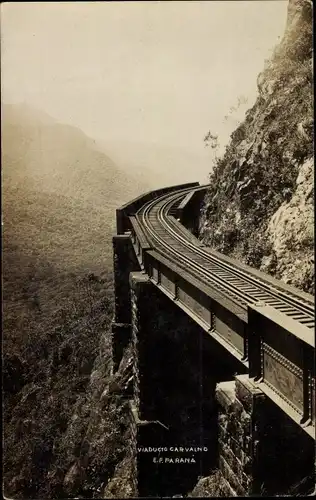 Foto Ak Paraná Brasilien, Viaducto Carvalno, Eisenbahnviadukt