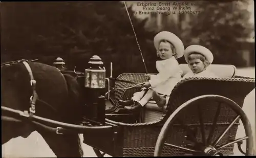 Ak Erbprinz Ernst August von Braunschweig Lüneburg, Prinz Georg Wilhelm, Kutsche