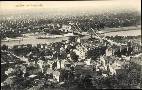 Ak Dresden Loschwitz, Panorama mit Blasewitz, Schwebebahn