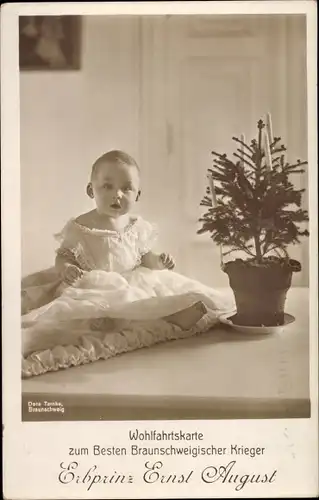 Ak Erbprinz Ernst August von Braunschweig, Kinderportrait, Wohlfahrtskarte, Foto. Dora Tarnke