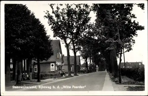 Ak Steenwijkerwold Overijssel, Rijksweg b.d. Witte Paarden