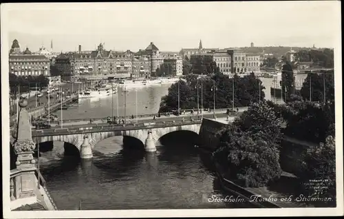 Ak Stockholm Schweden, Norrbro och Strömmen