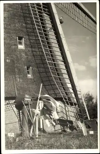 Ak Kinderdijk Molenwaard Südholland Niederlande, Detailansicht der Windmühle