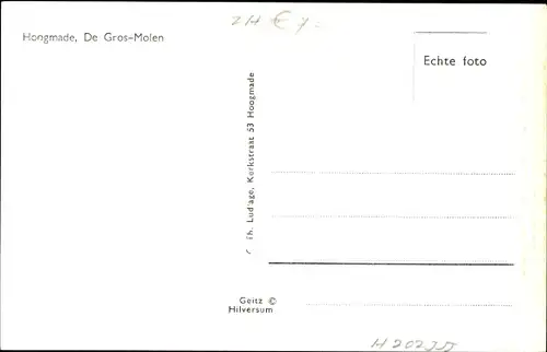 Ak Hoogmade Südholland, De Gros Molen