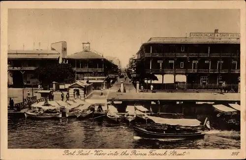 Ak Port Said Ägypten, View into Prince Farouk Street