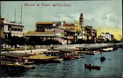 Ak Port Said Ägypten, Marine et Phare