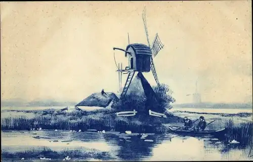 Ak Landschaft mit Windmühle