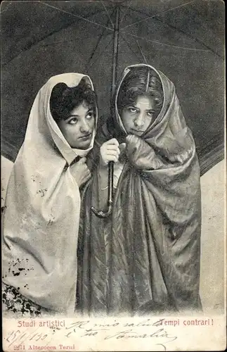 Ak Studi artistici, Tempi contrari, Frauen unter einem Regenschirm