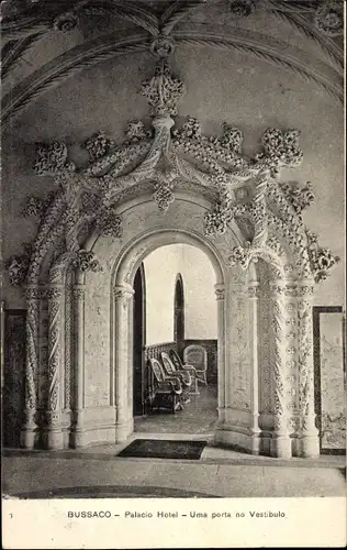 Ak Buçaco Bussaco Portugal, Palacio Hotel, Uma porta no Vestibulo