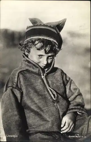 Ak Norge, Norwegen, Lappland, Lappegut, Kind in Tracht, Portrait