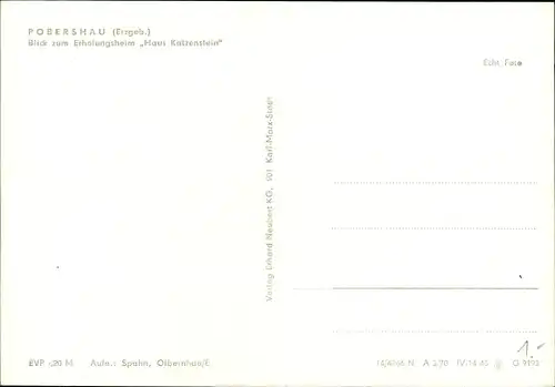 Ak Pobershau Marienberg im Erzgebirge, Blick zum Erholunsgheim Haus Katzenstein